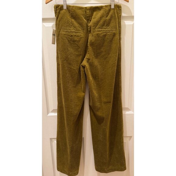 Anthropologie Womens Corduroy Chartreuse Pants Size 28 With D-Ring Detail & Back - Picture 2 of 8